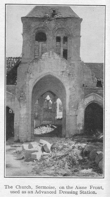 The Church, Sermoise, on the Aisna Front, used as an Advanced Dressing Station.